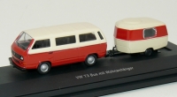 VW T3 Bus mit Wohnwagen M1:87